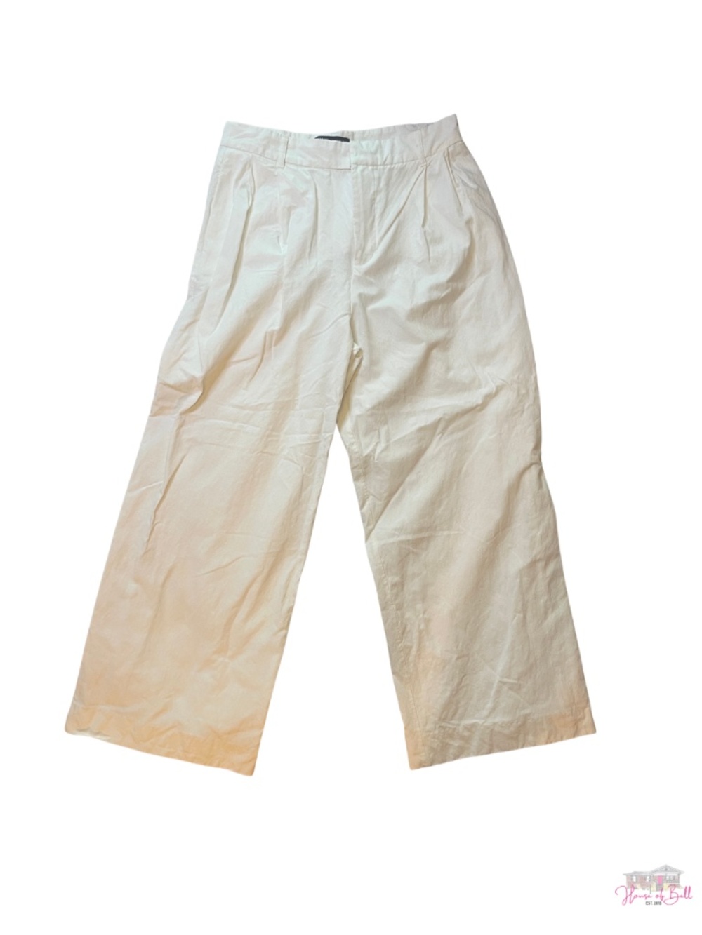 Zara White Wide Leg Pleated Trousers Medium High Rise Tailored Pants